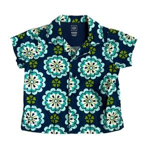 Baby Gap Blue Hawaii Floral Newborn Shirt Size 3-6 Months Tropical Button-Front
